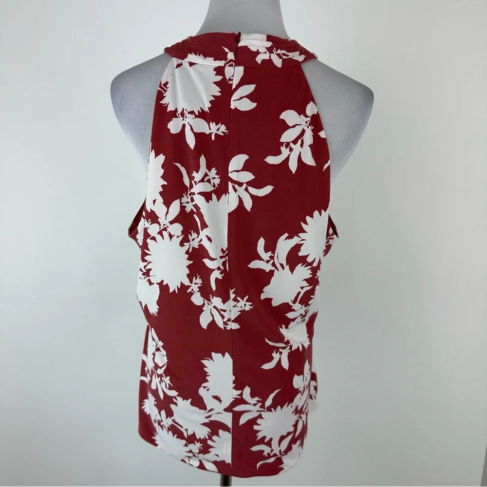 White House Black Market Cross Front Matte Jersey Floral Top Size XL